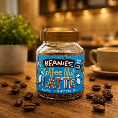 Beanies Toffee Nut Latte Flavour Instant Coffee Sugar Free (UK Origin) 50g Jar