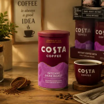 Costa Coffee Intense Dark Roast Instant Coffee – Premium Rich Blend (100g)