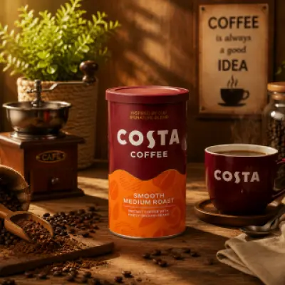Costa Coffee Smooth Medium Roast Instant Coffee – Premium Balanced Blend (100g)