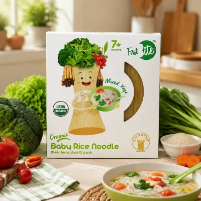 First Bite Mixed Vege Baby Rice Noodles – 180g | Organic & Gluten Free | Healthy Vegetable Noodles for 7+ Months Babies